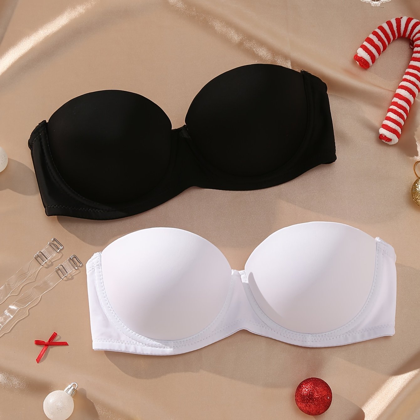 E-shop Nahtloser schulterfreier, kleiner Busen Damen-Dessous, Push-Up-BH mit Bügel, 2-teiliges Set