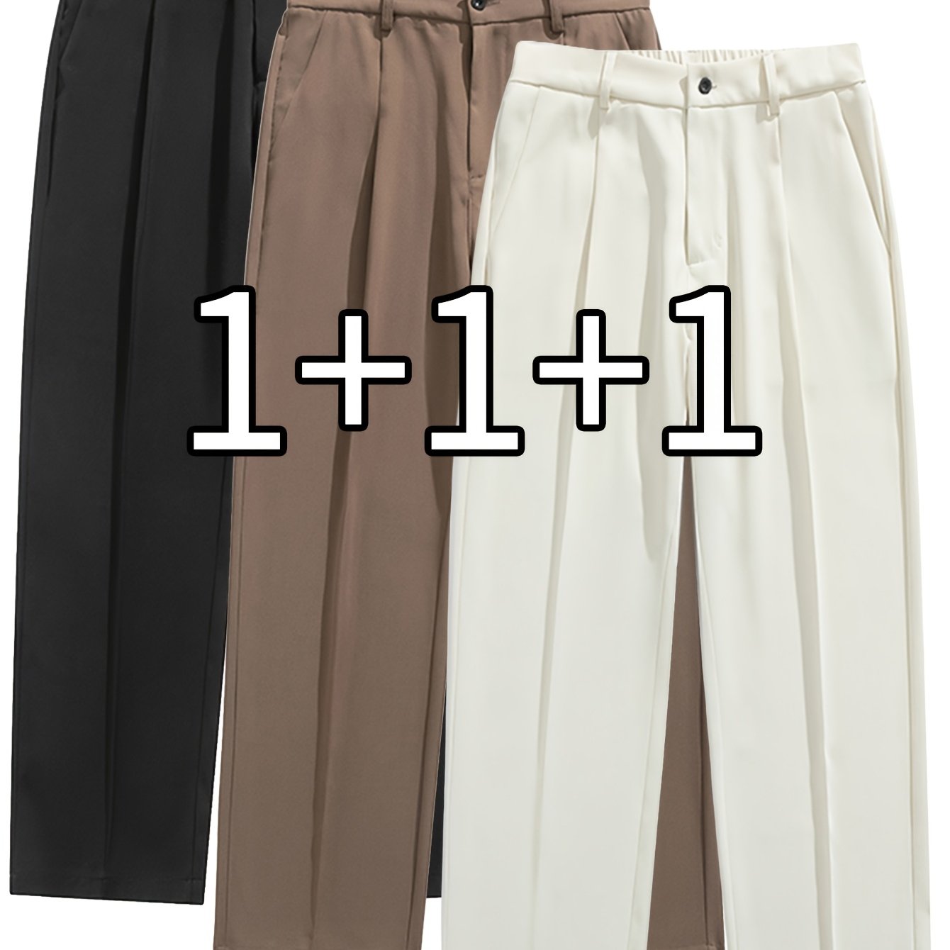 TEMU 3-pc Men's Cooling Casual Pants Summer Thin Drapey Loose Fit Joggers Breathable Ankle-length Trousers Comfortable Commuter Work Pants