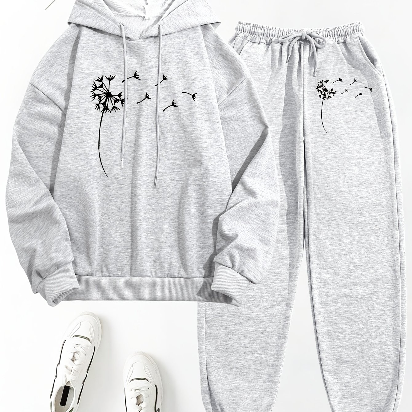 TEMU Women's 2pcs Set, Printed Hooded Top And Pants Set, Women's Clothing