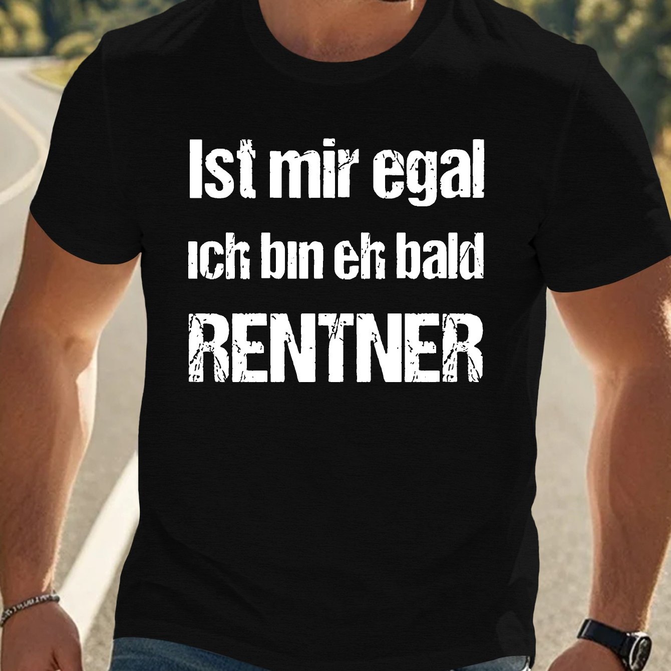 E-shop Deutsches Lustiges Sprichwörter Crinkle Plus Size Herren T-Shirt