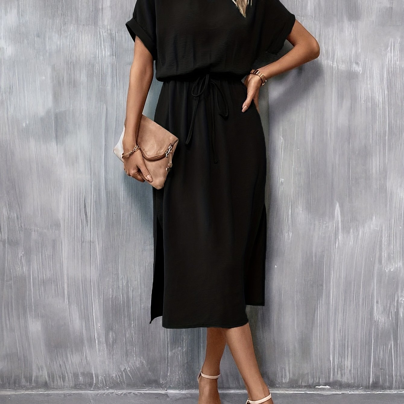 TEMU Solid Loose Elegant Fashion Vacation Dress