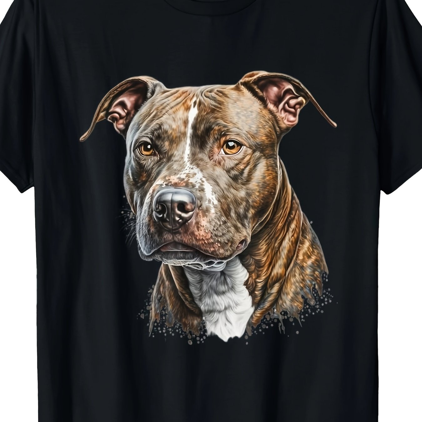 TEMU Men's T-shirt With Dog Print - 100% Cotton, Short Sleeves, Round Neck, Machine Washable, , 220g