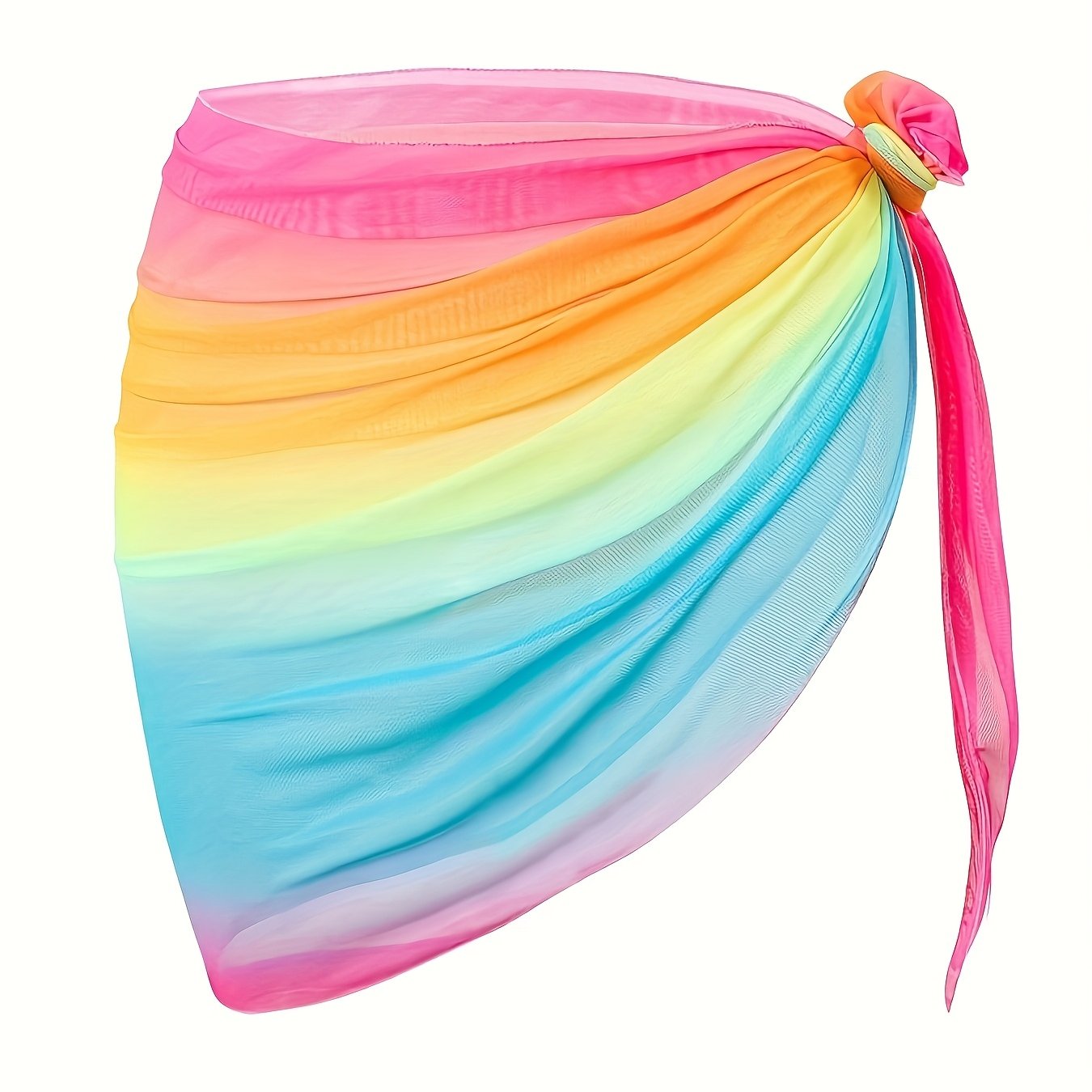 E-shop Batik-Wickelrock für Damen - Halbtransparenter Strandüberwurf mit Farbverlauf, Maschinenwaschbarer Leichter Wickelrock für Poolside,
