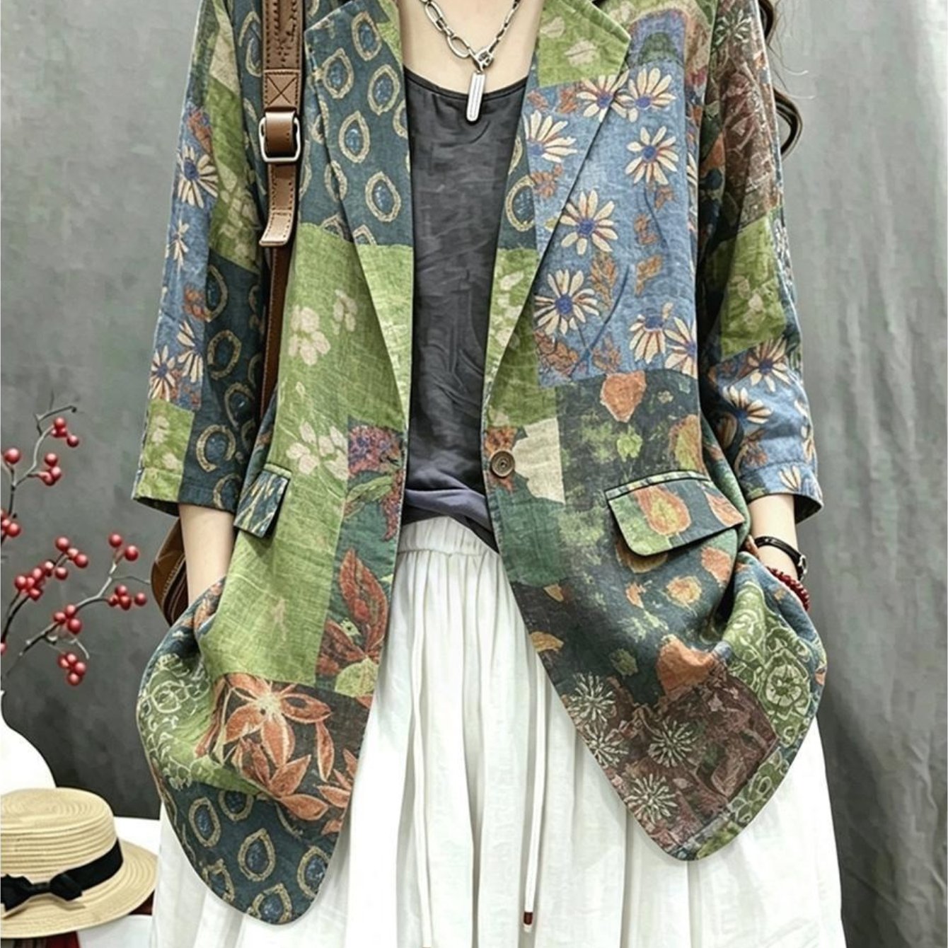 TEMU 【新作】中国風 レディース カーディガン ブレザー レディース 春夏 ゆったり 小柄 スーツ 春夏 トップス レディース