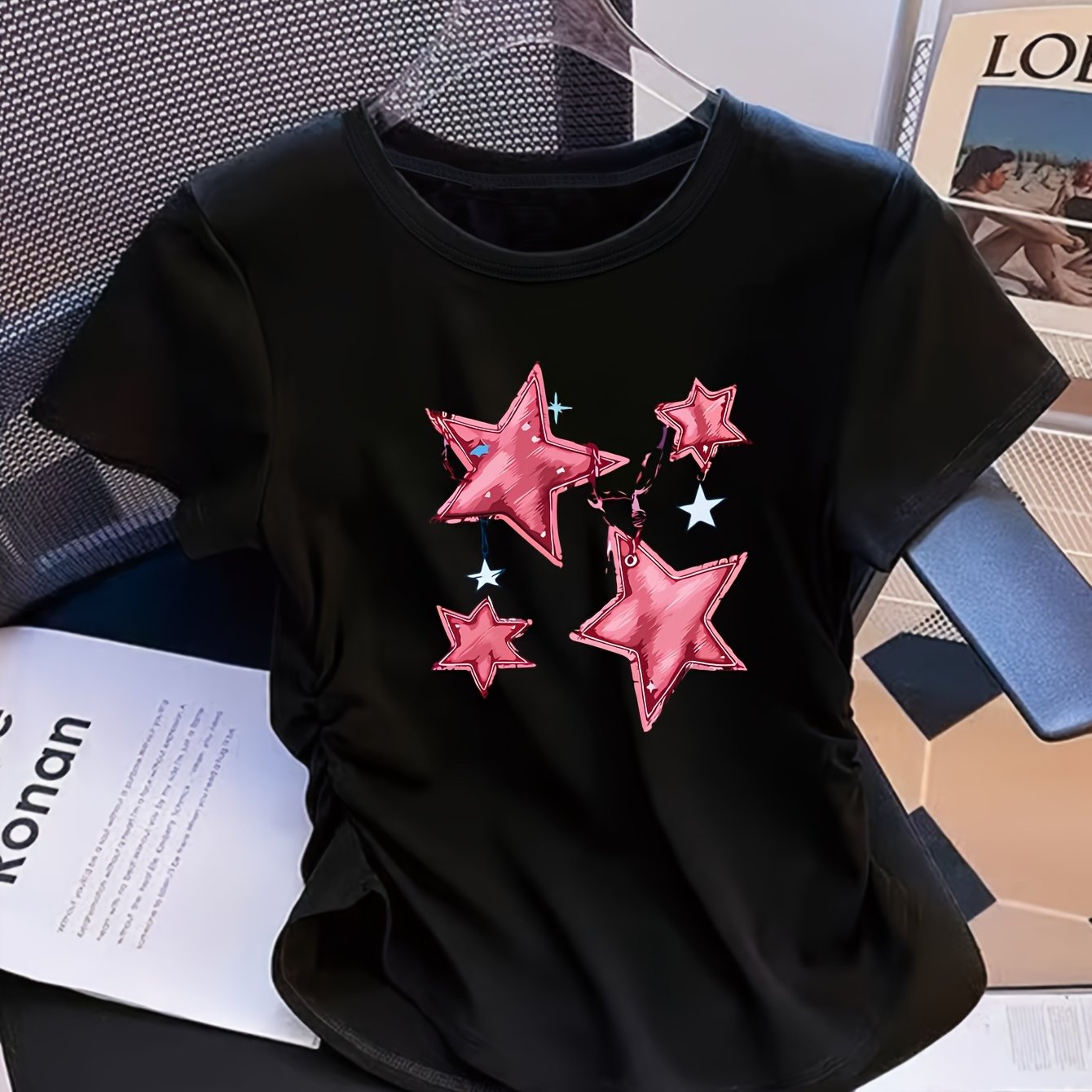 TEMU Newly Women's Waist Up Contraction Shows A Slim Figure, Elastic And Very Suitable For Casual Women's Modern Fashion Tops, Comfortable Printed