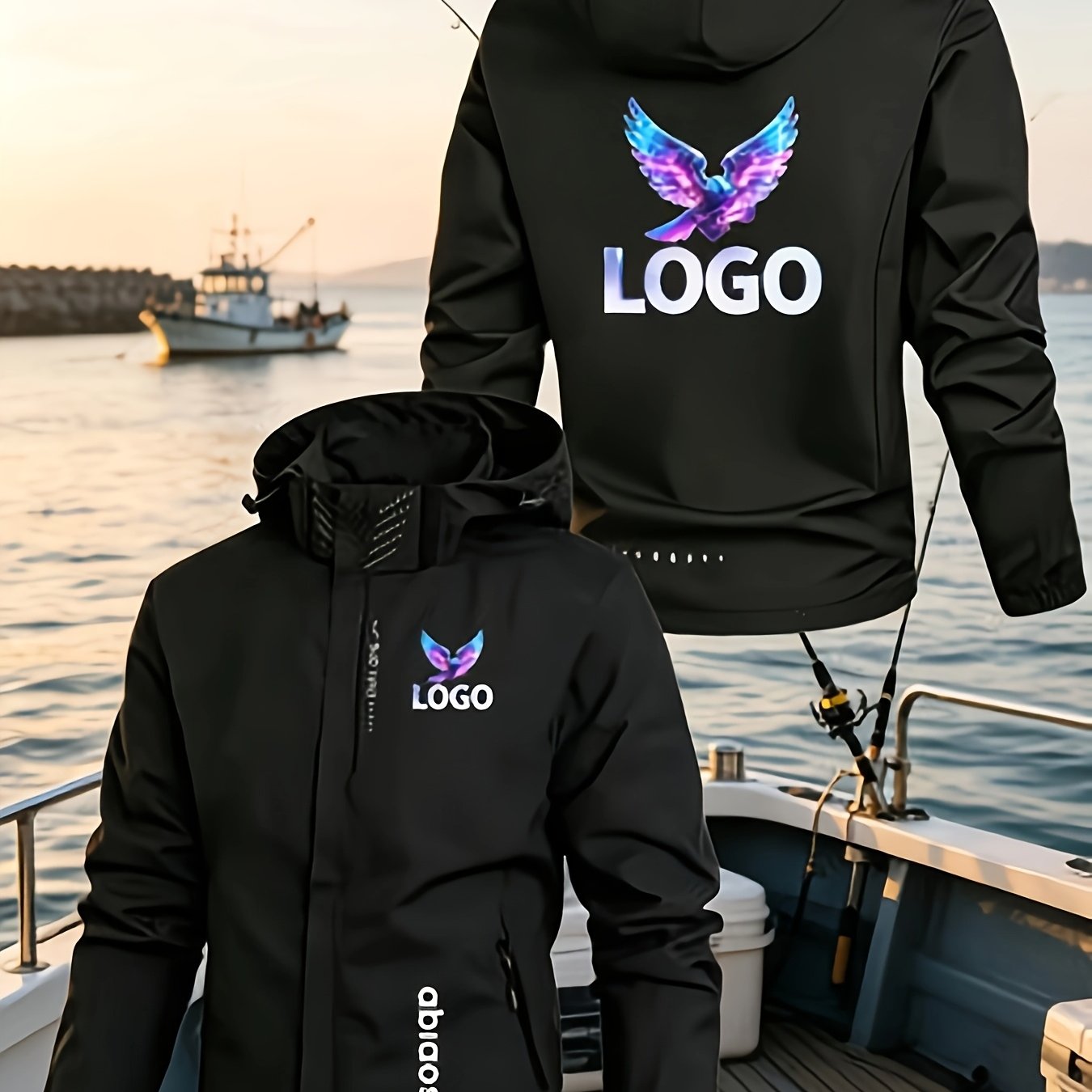 TEMU Premium Professional Custom Men's Hooded Jacket, Detachable Hood, Personalized Free Customization Of Logo/non-stretch Fabric, Suitable For Work,