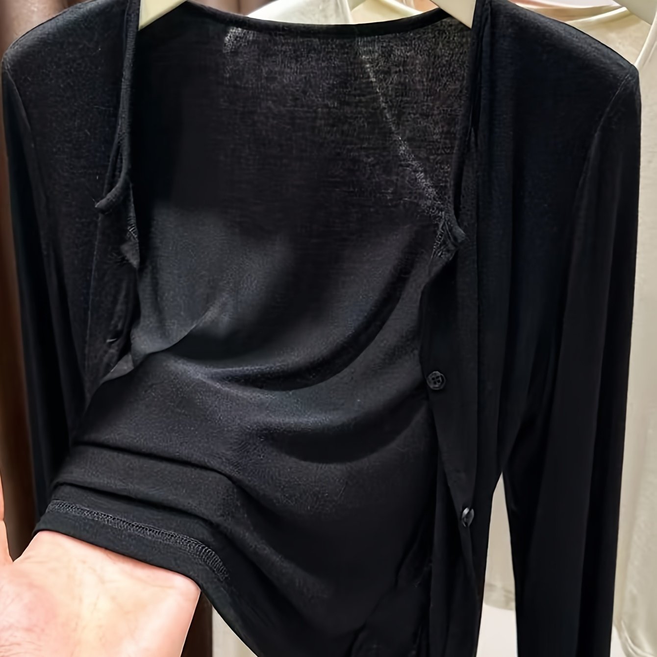 TEMU Women' Color Comfortable Breathable Long Sleeve Cardigan Casual Versatile Thin Open Front Sweater New Style