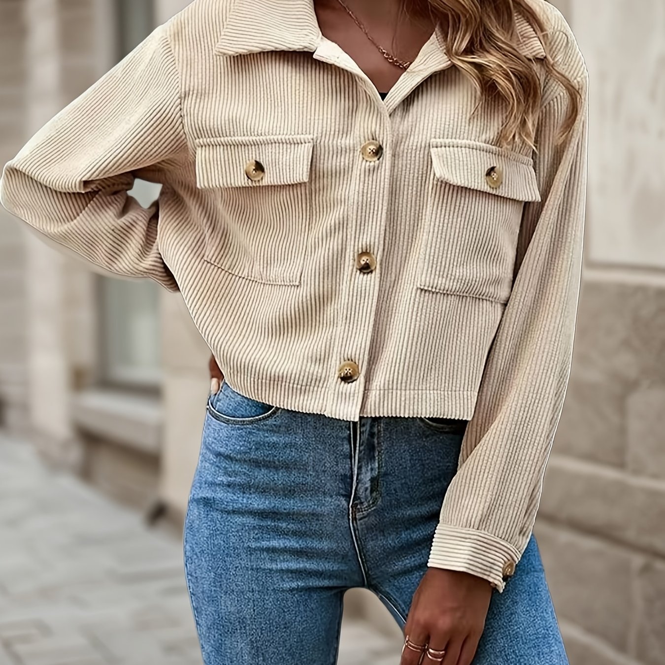 E-shop Modisches, lässiges, elegantes Damen Cord Top