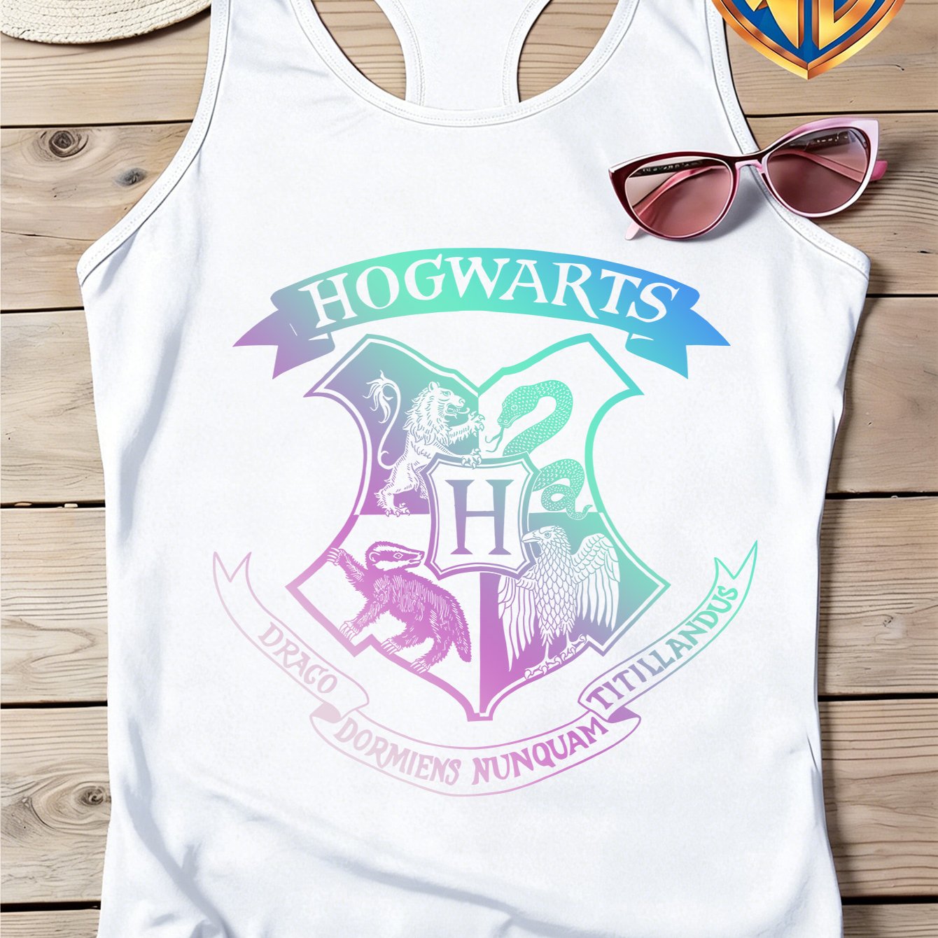 TEMU Warner Bros. Producto Oficial con Licencia - Nueva Camiseta de Tirantes de Cuello para Mujer de y Verano, Estampado Temático de Harry Potter,