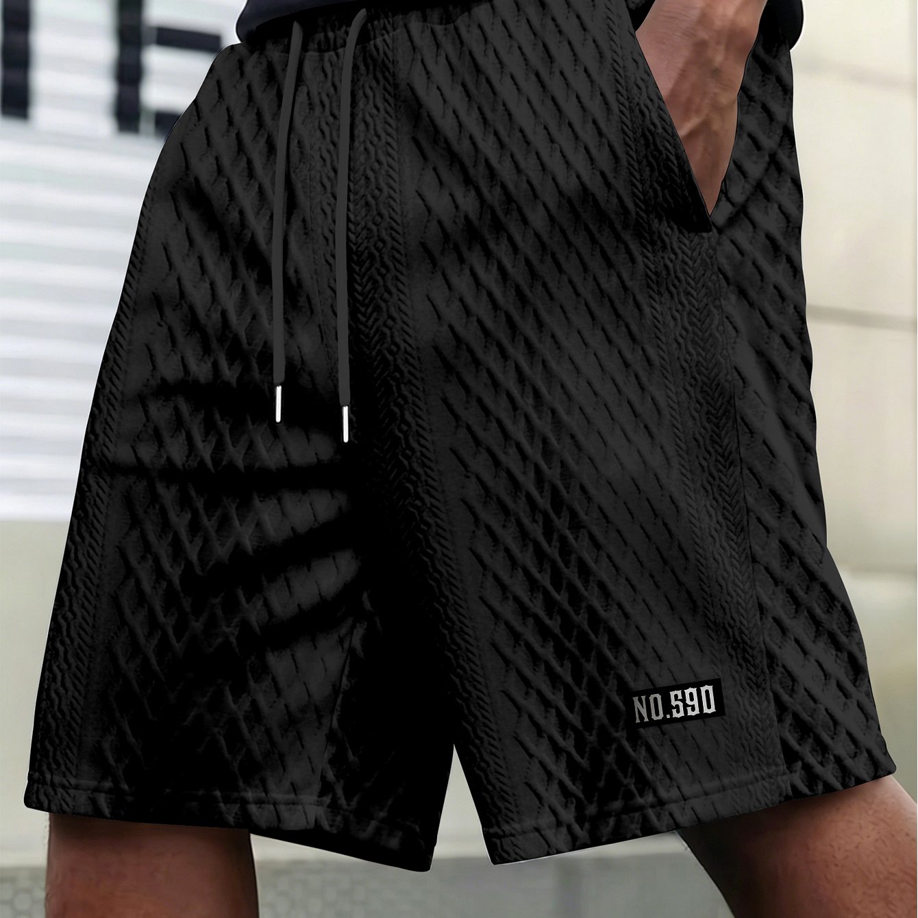 TEMU Sporty Casual Printed Jacquard Shorts For Daily Fitness And Streetwear Fashion