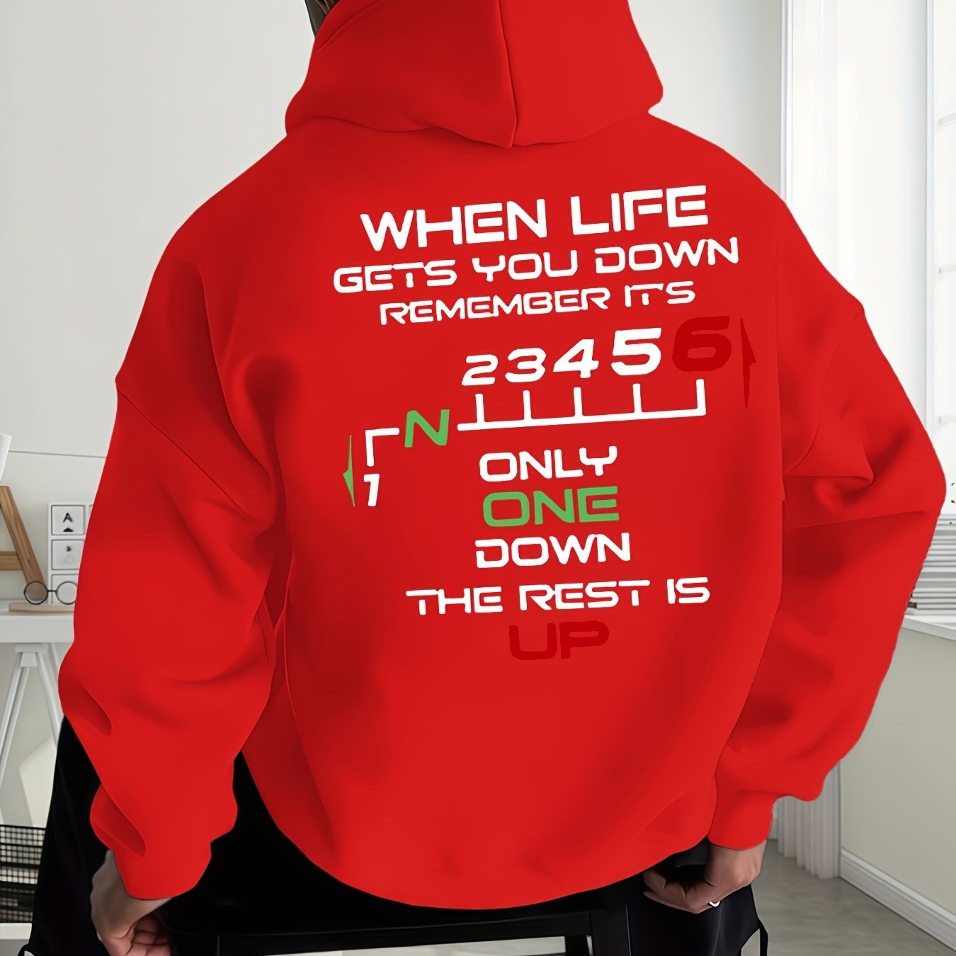 TEMU Men's Hooded Sweatshirt Motorcycle Riding Heartbeat Letter Print, Casual Loose Sweatshirt, Hooded Drawstring Design, Worn Normally Or Layered,
