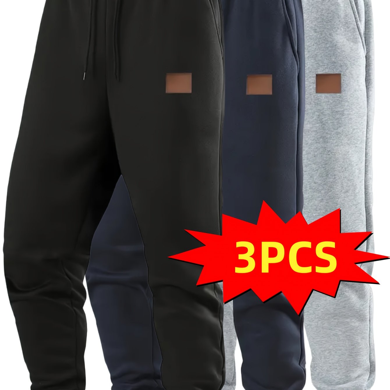 TEMU 3pcs Men's Casual Pants Fleece Daily