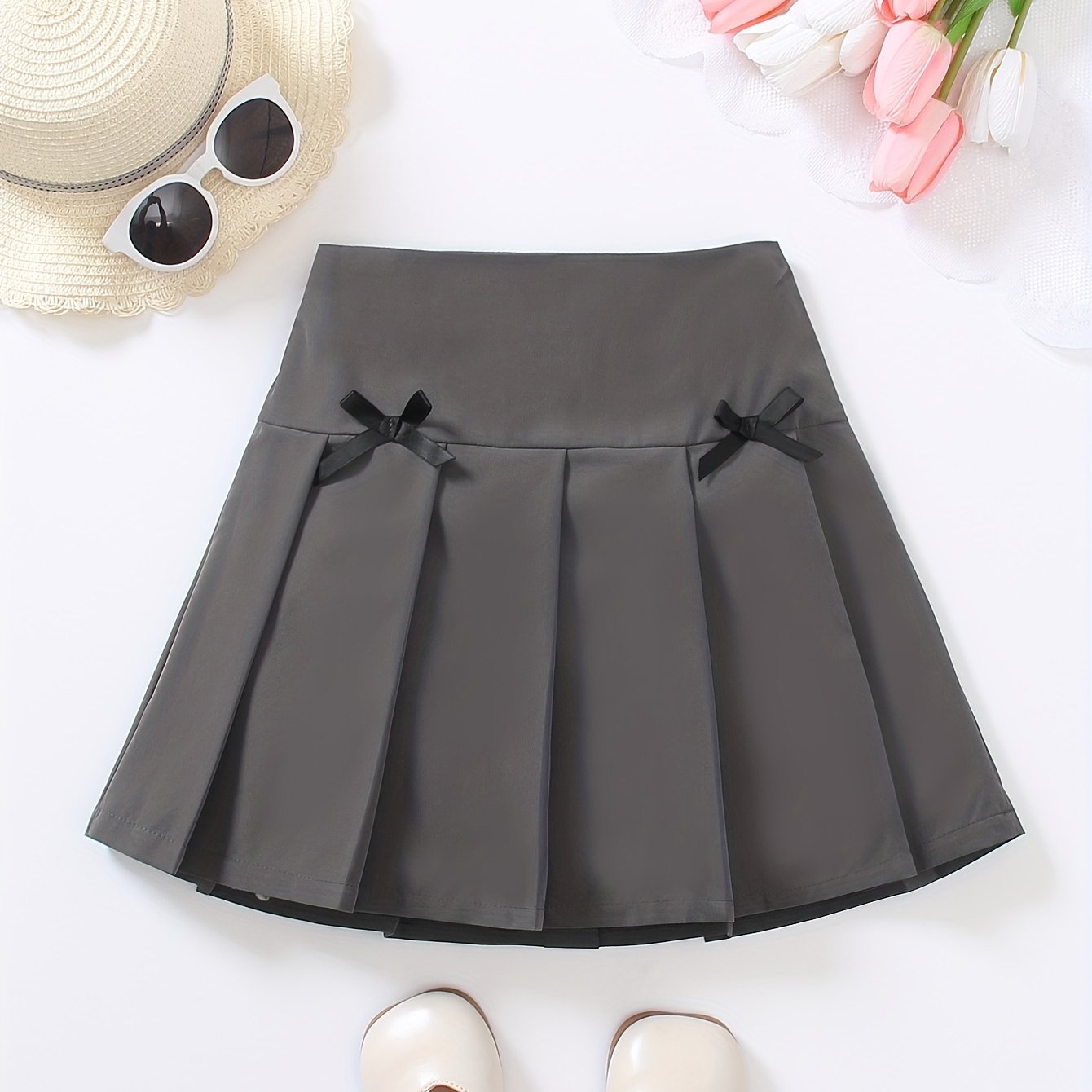 Image of Girls' Preppy Style Fashion Casual Three-dimensional Waist Pleated Skirt For And Parties, Spring And Summer Gift, Back To School Essentials