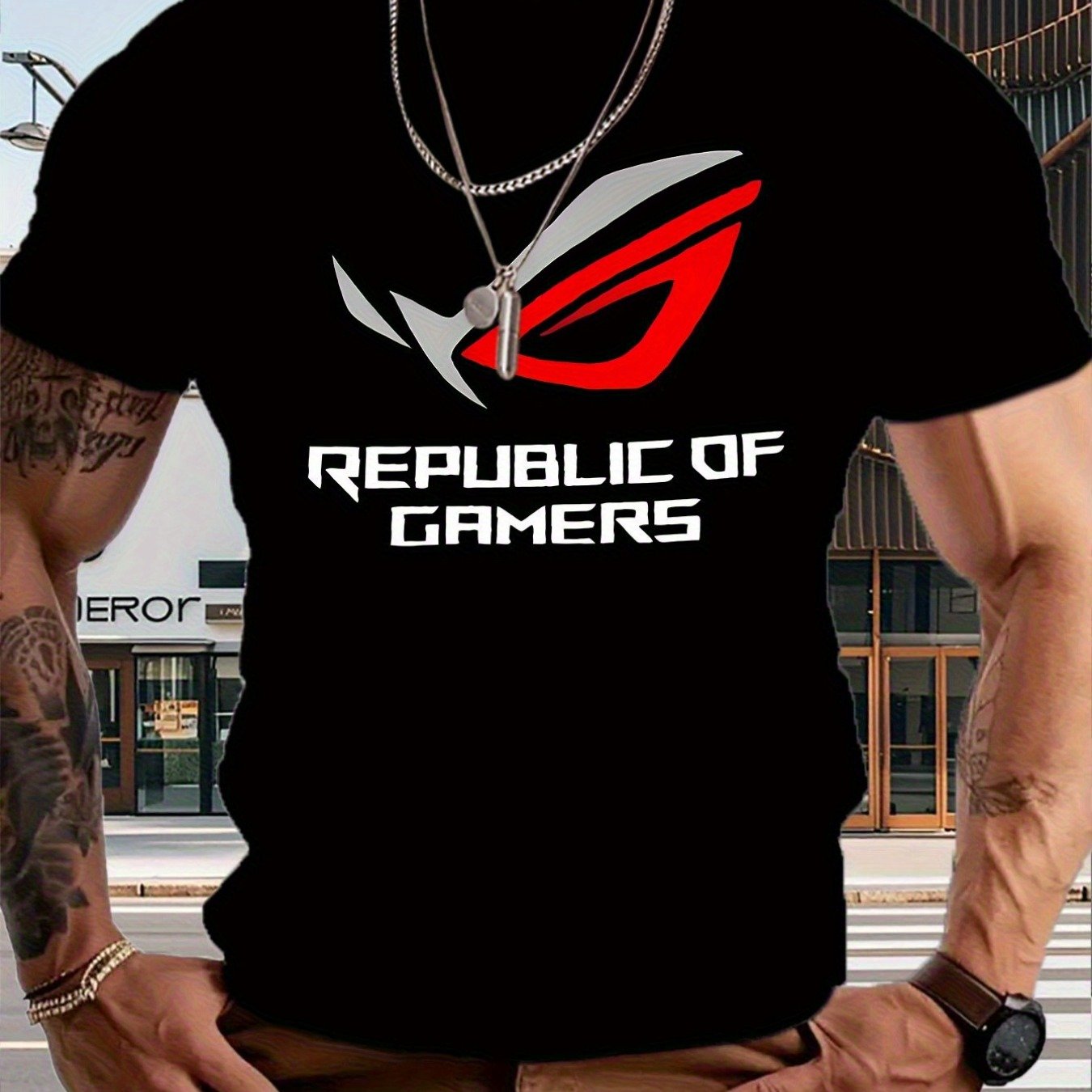 Image of Men's Summer T-shirts Showcasing A Relaxed Graphic Design - Print, From Light And Breathable Fabric, Featuring A Regular Fit Round Neck, Perfect For Gaming Enthusiasts, Weighing 180 Grams And Made Of
