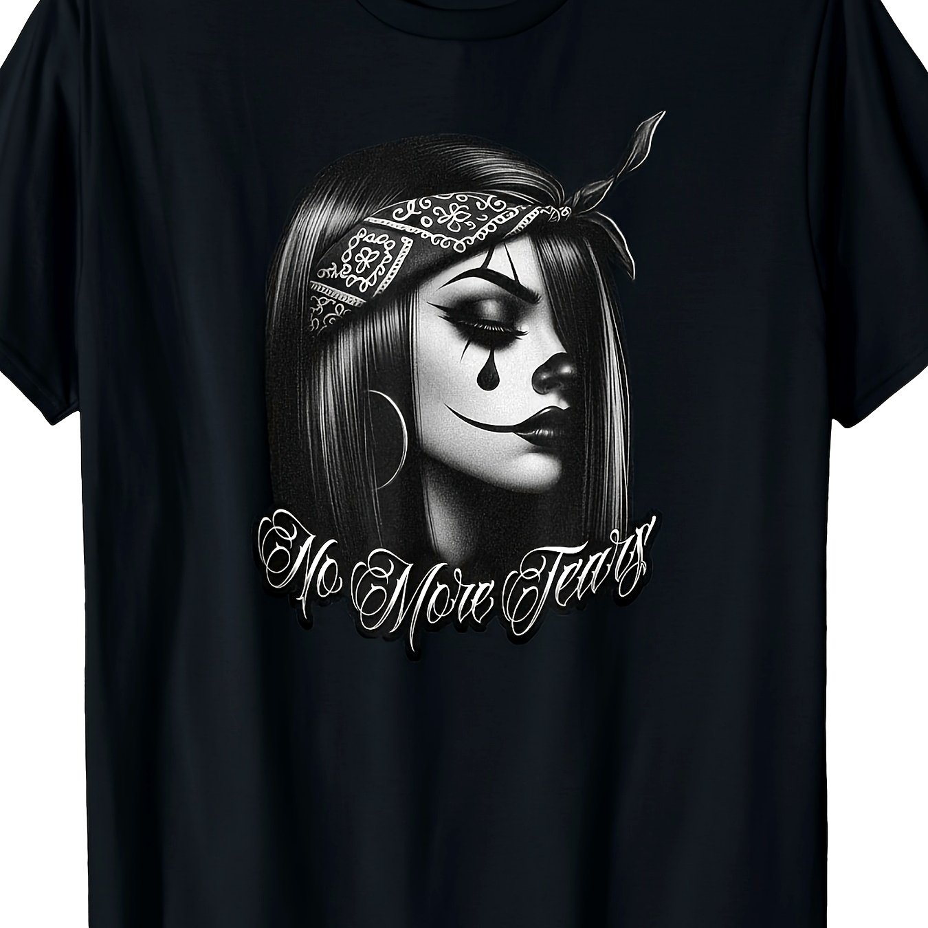 TEMU Tears Tattoo Chola Chicano Clown T-shirt, High Street Breathable Everyday Wear For, Travel, Casual Outfits, Machine Washable - Unisex Hip Hop