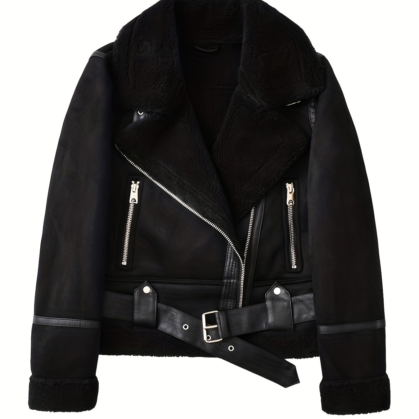 TEMU 2025 Fashion Vintage Autumn/winter New European And Warm Jacket Motorcycle Jacket For Women