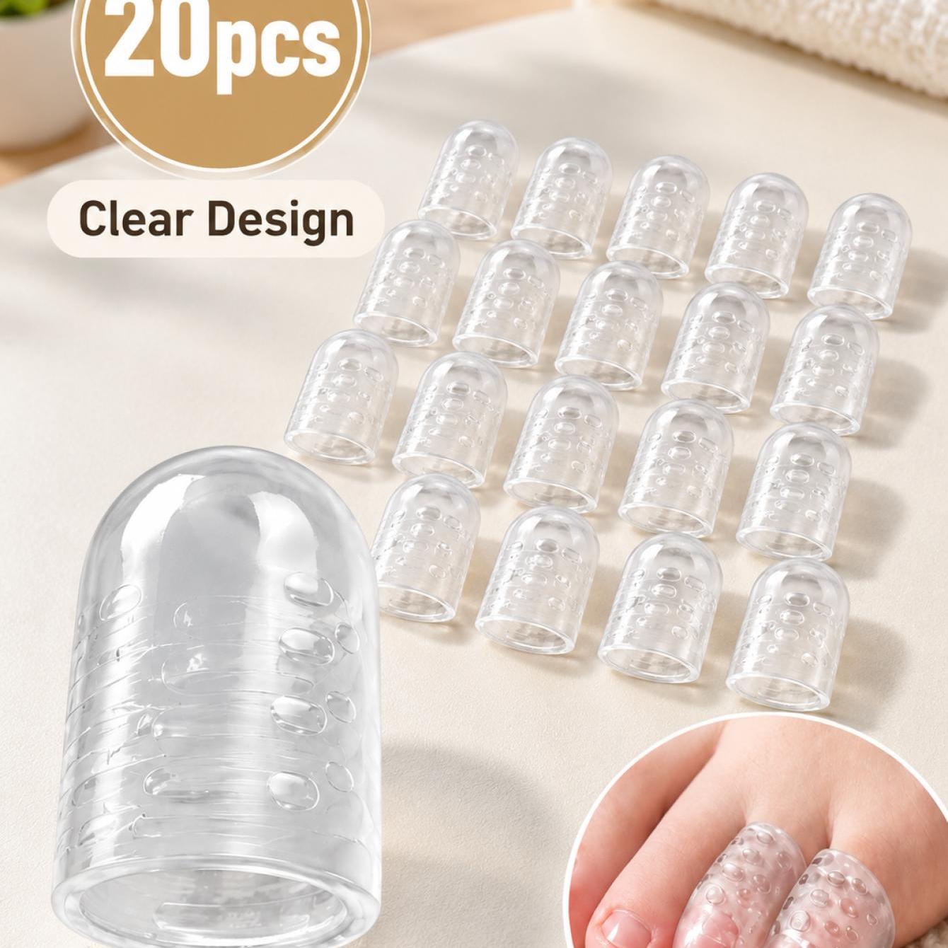 TEMU 20-pack Clear Flexible Silicone Toe Sleeves, Air-perforated Thin Elastic Portable Toe Caps For Men Women, Daily Casual Shoes