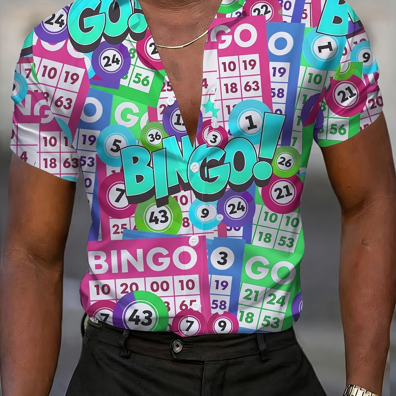 TEMU Men's New Casual Top Colorful Bikini Game Short-sleeve Shirt, Plus Size