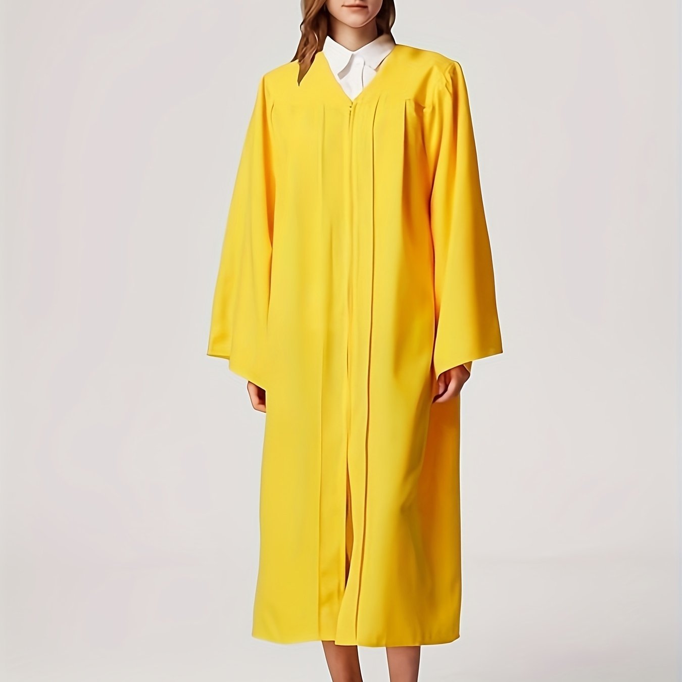 TEMU Services religieux, Noël, Pâques, événements du Nouvel An, et remise de diplômes, robe d'ecclésiastique jaune doré mat - Robe zippée longue pour
