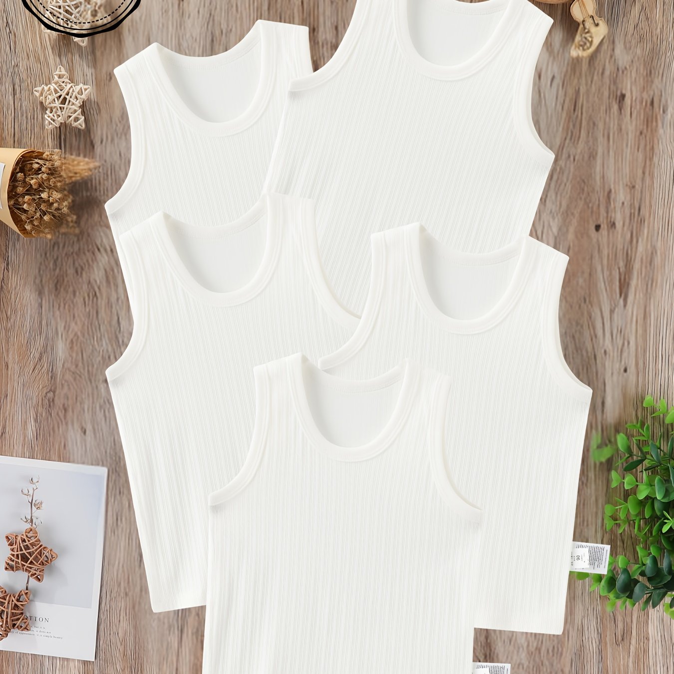 5pcs Boys' Tank Tops/vests, Wear Alone /summer Or As Base Layers In Fall/winter, High-quality Fabric, Rated