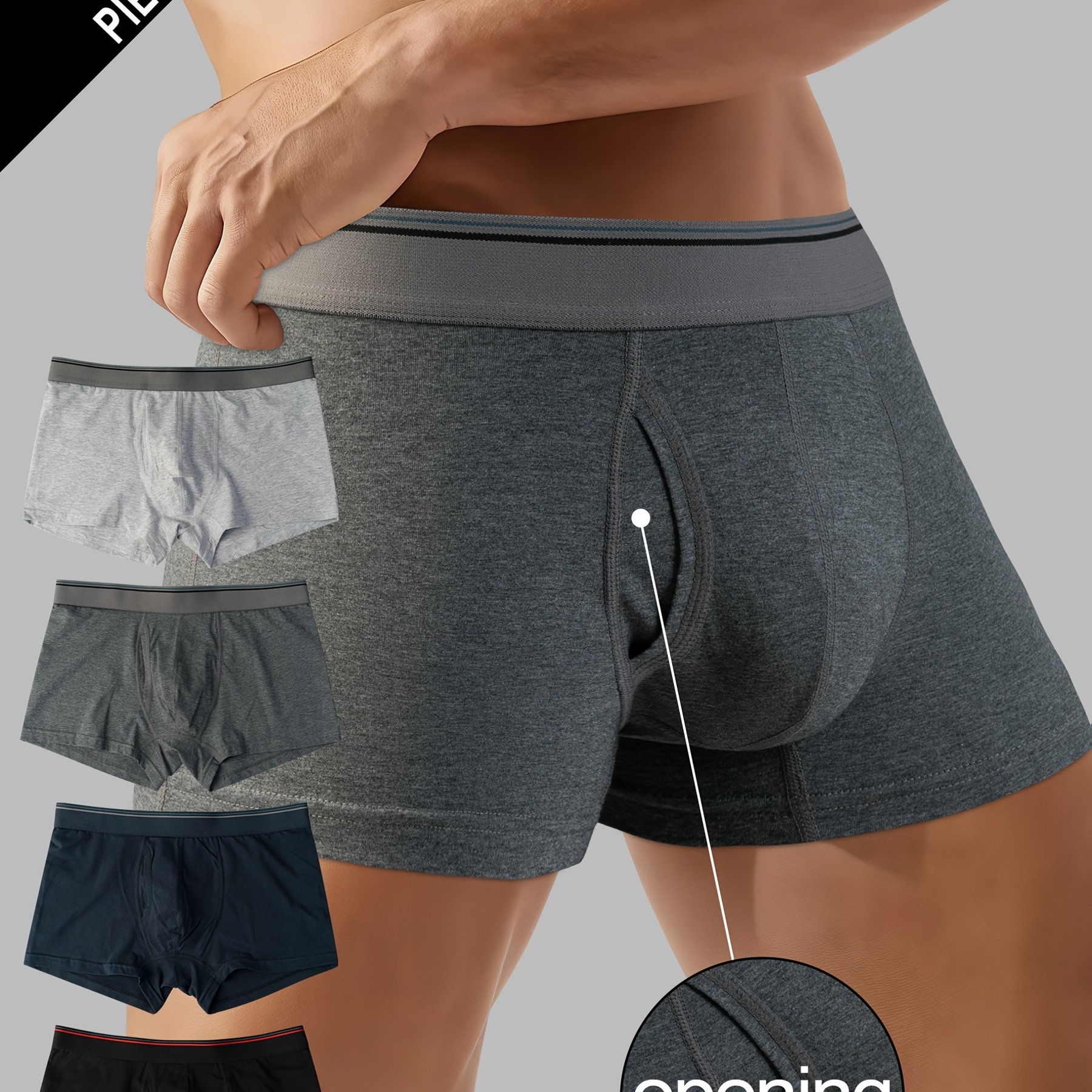 Men's 4pcs Boxer Briefs, Breathable Boxer Trunks For Sports, Men's Boxer Briefs With Real Fly, Fly-front Men's Underwear