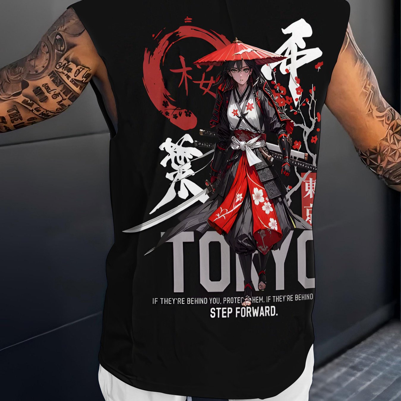TEMU Men's Japanese Anime Girl Shirt - Sleeveless Tank Top With Print, Round Neck Summer Streetwear Gym Wear, Machine Washable Suitable For & Casual
