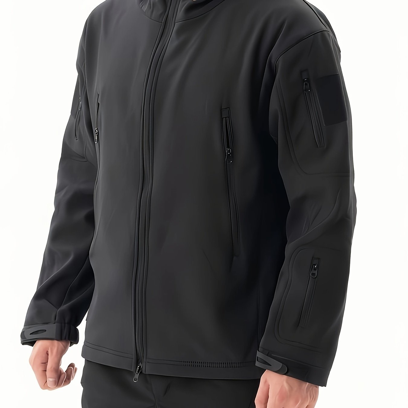 mens fleece hooded outdoor jacket multifunctional warm thermal windproof waterproof pocket jacket for autumn winter