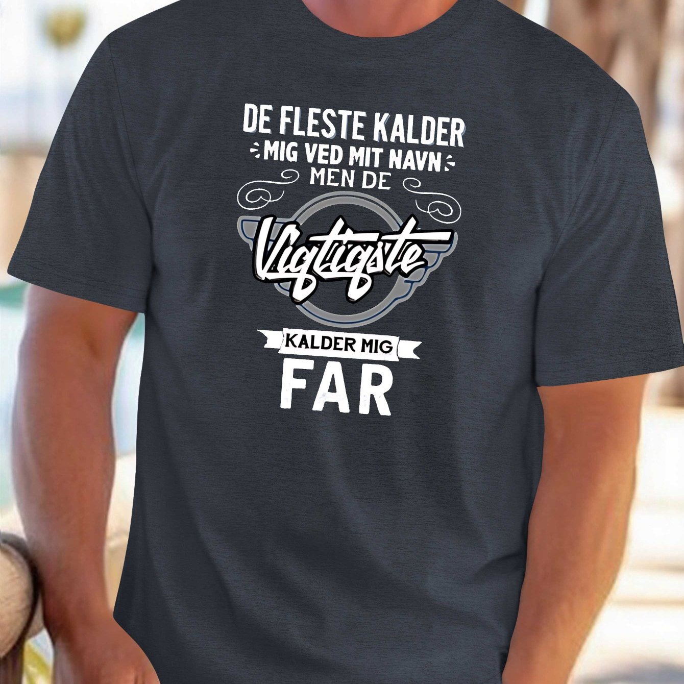 TEMU Men's Funny Danish Father's Day T-shirt - Danish Print Tee, Casual Short Sleeve Round Neck Summer Shirt Suitable For Summer, Gift For, Casual