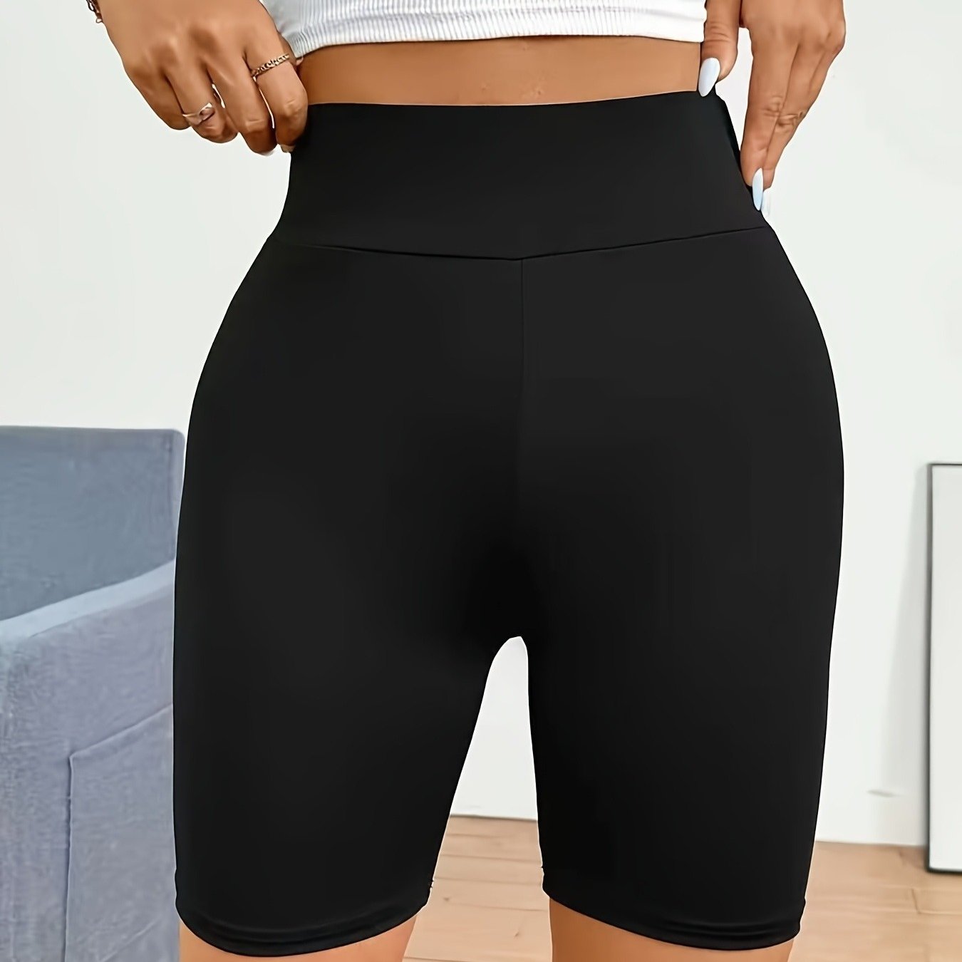 Image of Women's High-waist Elastic Shorts, Suitable For, Cycling, And Other, Stretchy And Comfortable, Machine Washable