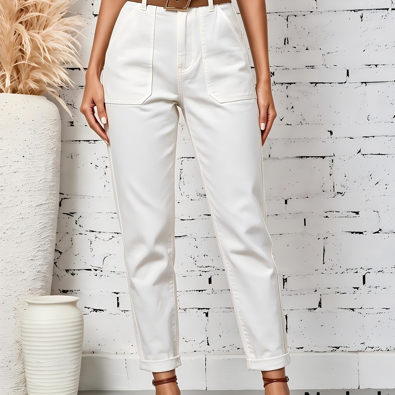Image of 2026 Spring New Arrival Vintage Casual Pants, High-waist Cropped Casual Pants, Versatile Casual Long Pants Denim Jeans