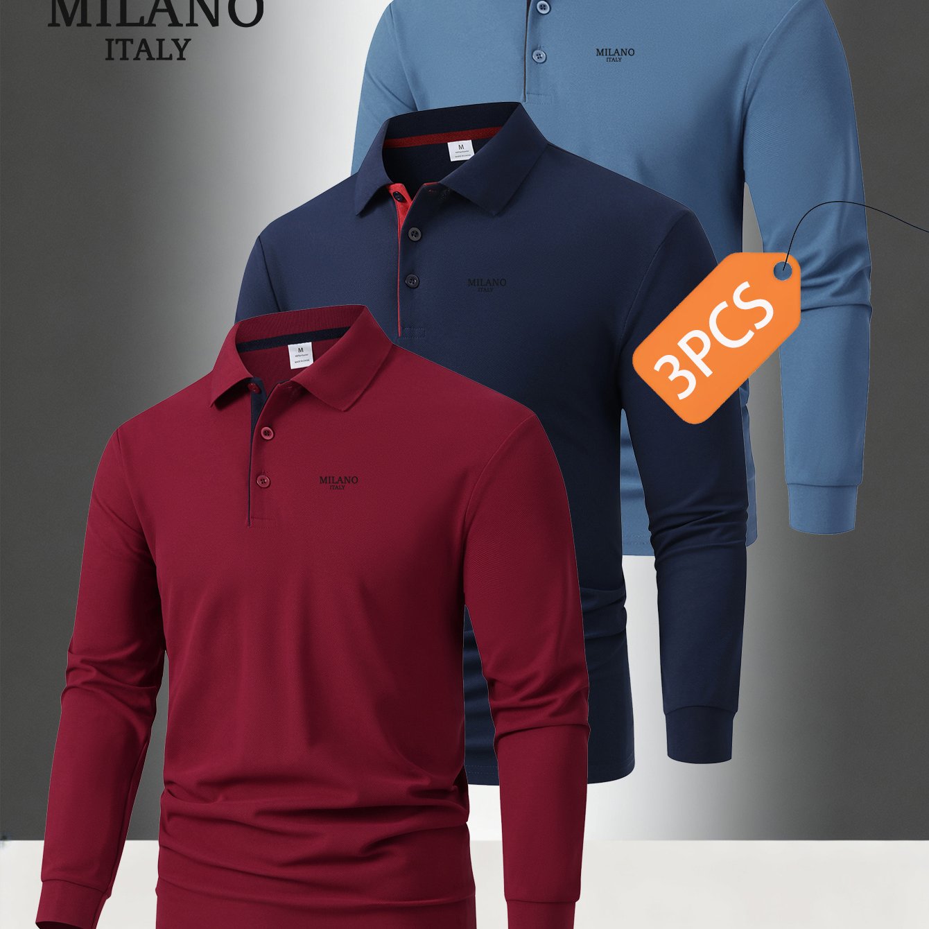TEMU 3pcs C8-931 New High-end Color-block Men's Fashion Long Sleeve Shirt Set, Casual Athletic Men' Top, Comfortable All-match Regular Fit Button-up