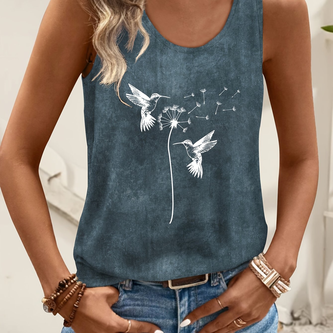 TEMU Pattern Printed Tie-dye Vest Spring Summer T-shirt
