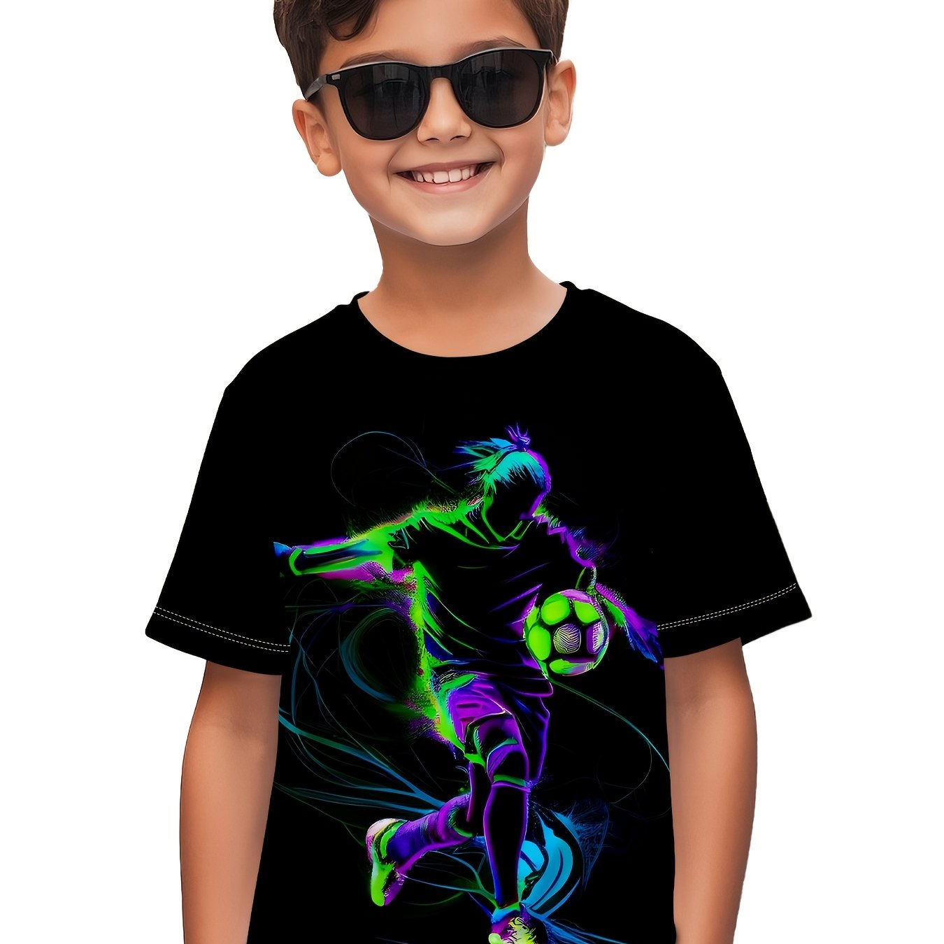 Colorful Football Color Human Pattern Pattern Children's Short-sleeved T-shirt Top