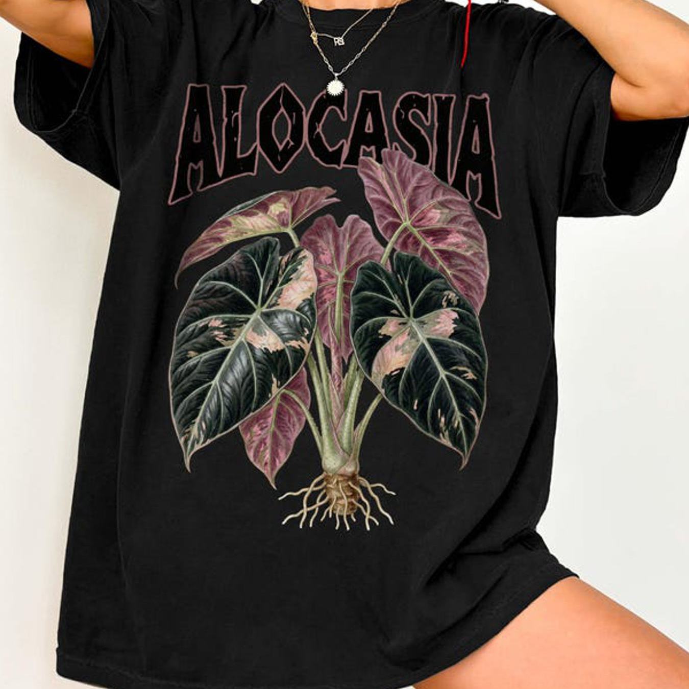 Image of Men's & Unisex Variegated T-shirt - Black Suitable For - Casual Wear With Botanical Print, Round Neck Tee, Machine Washable For Gym, Office, Everyday Use -
