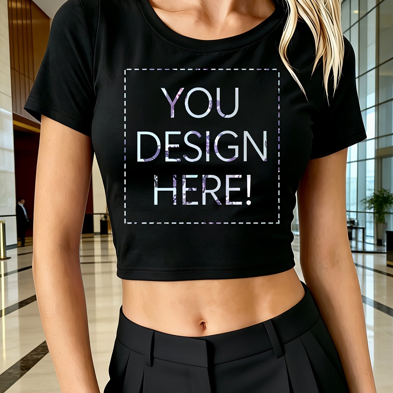 TEMU T-shirt corta personalizzata con la tua foto, a maniche corte, crop top estivo casual a vestibilit� aderente #B6