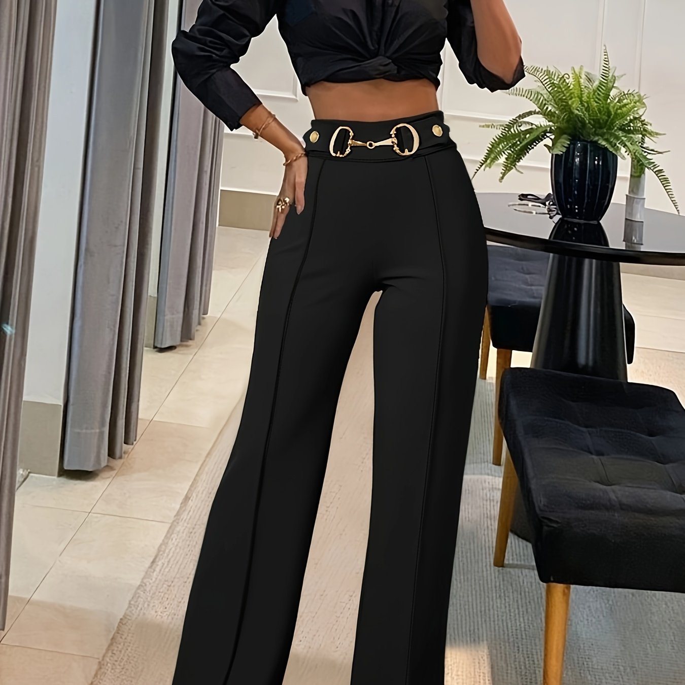 Wealth Attracting Long Suit Chain Women's Suit Trousers