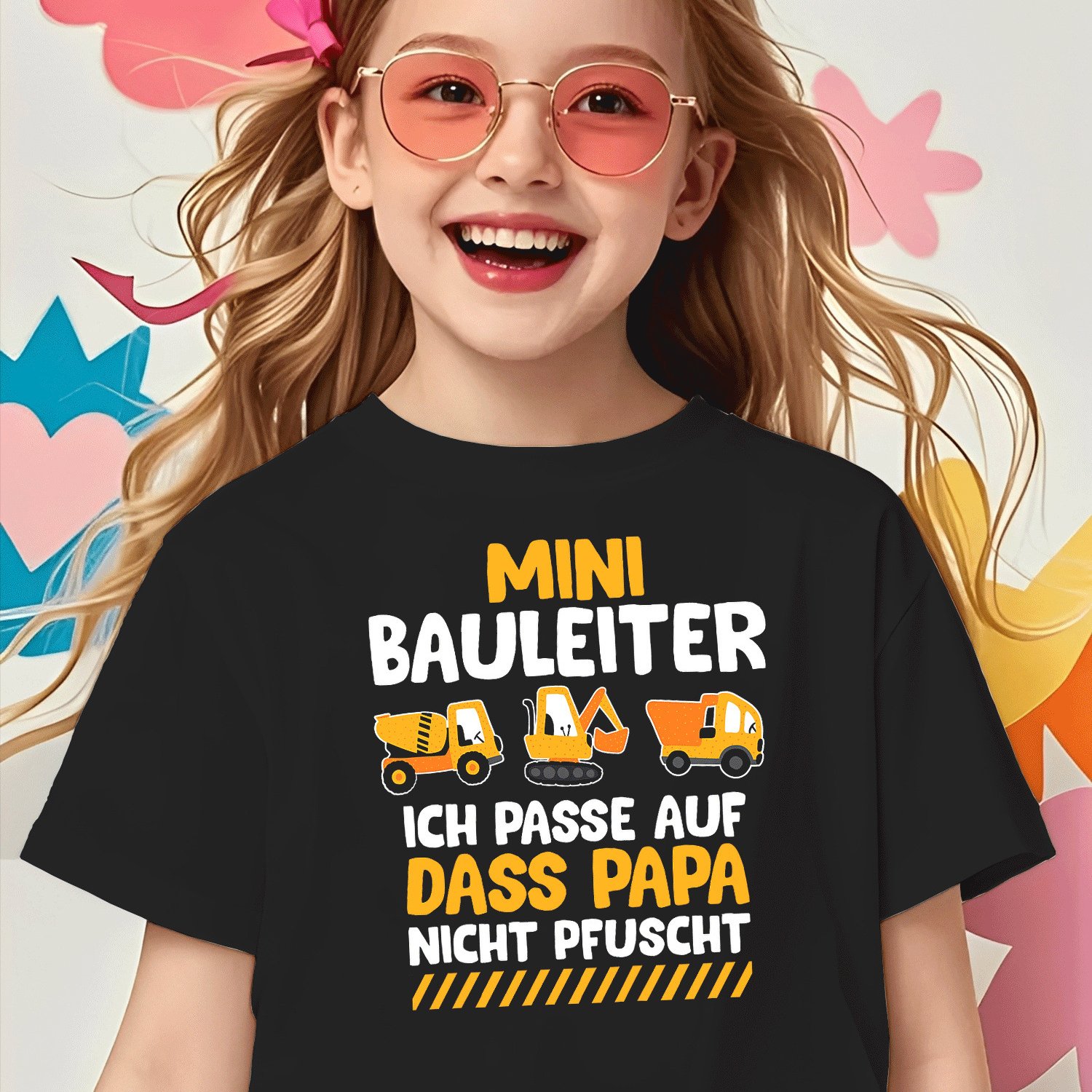 Image of Mini Construction Ager, Children's Construction Site Outfit, ' T-shirt, Black For Boys Girls Kids Chlidren T-shirt