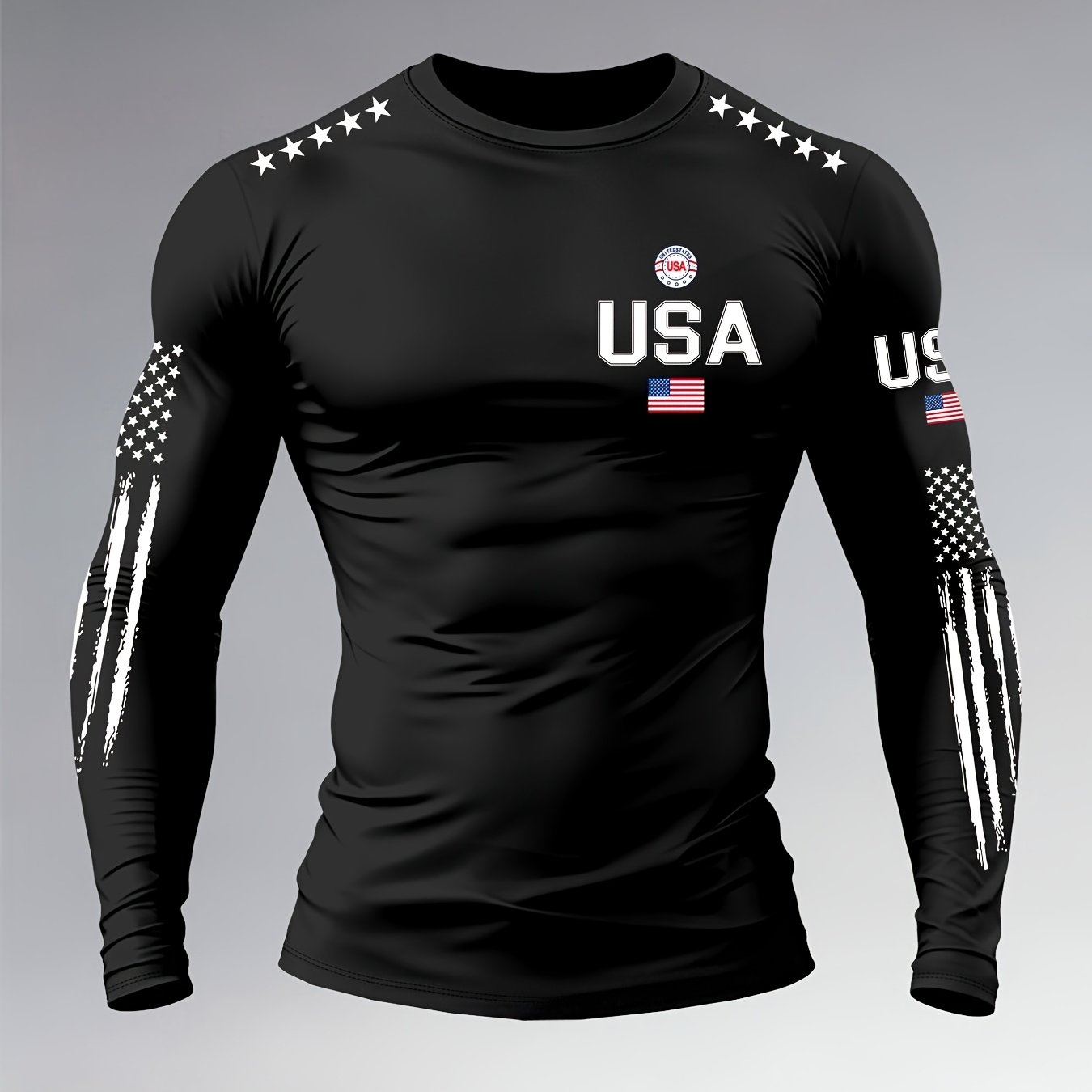 TEMU Men's Long Sleeve T-shirt With Print, Regular Spring/autumn Long Sleeve Top, Outdoor Casual Top [print Design - Not Textured//sequins/2d