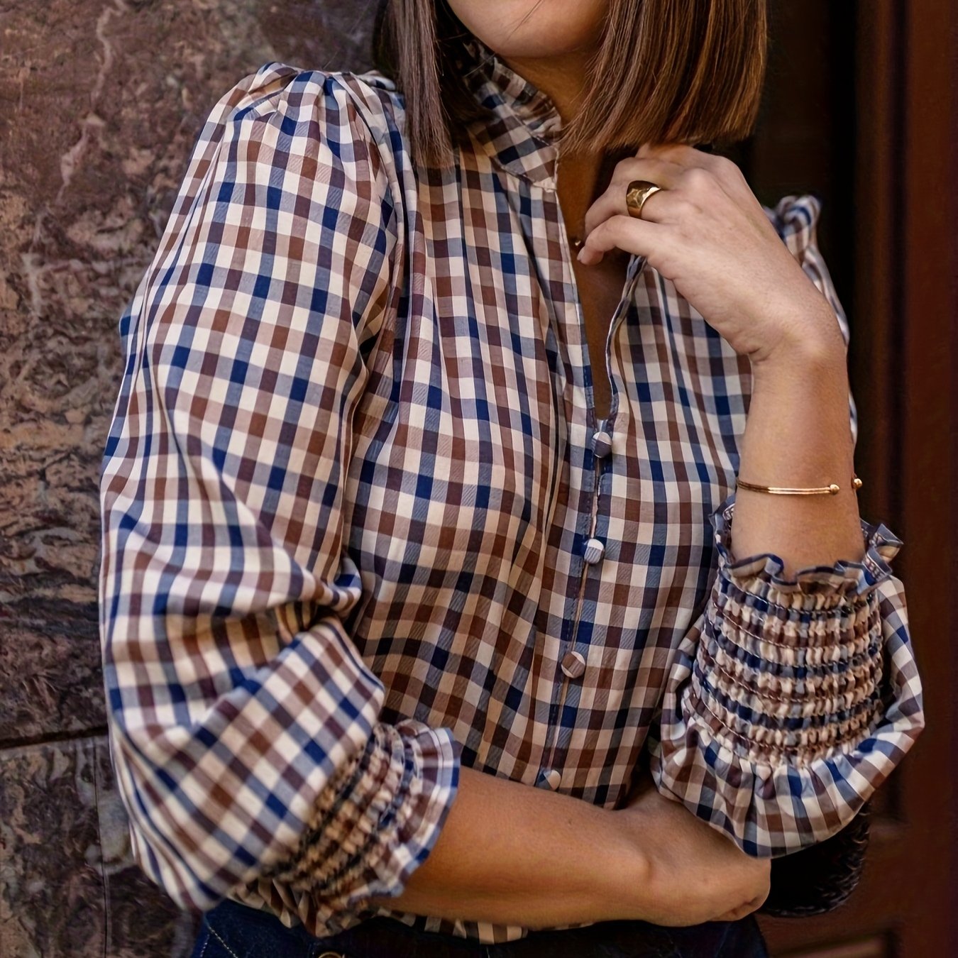 TEMU Grande Taille pour Femme pour , l'Été et avec Col en V en Dentelle et Poignets Rassemblés, Chemise Vintage Élégante de Style Français pour