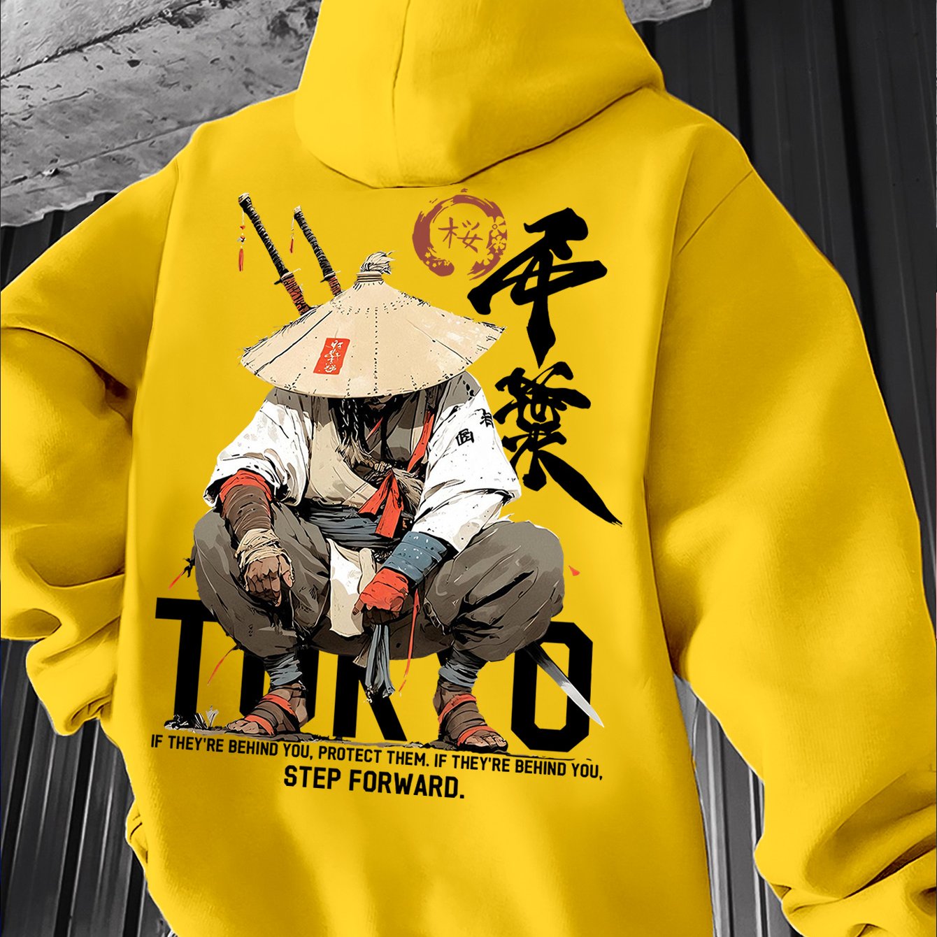 TEMU Men's Japanese Hooded Sweatshirt, Printed Hoodie, Trendy Streetwear Vintage Versatile Heavyweight Sweatshirt, Autumn Essentials