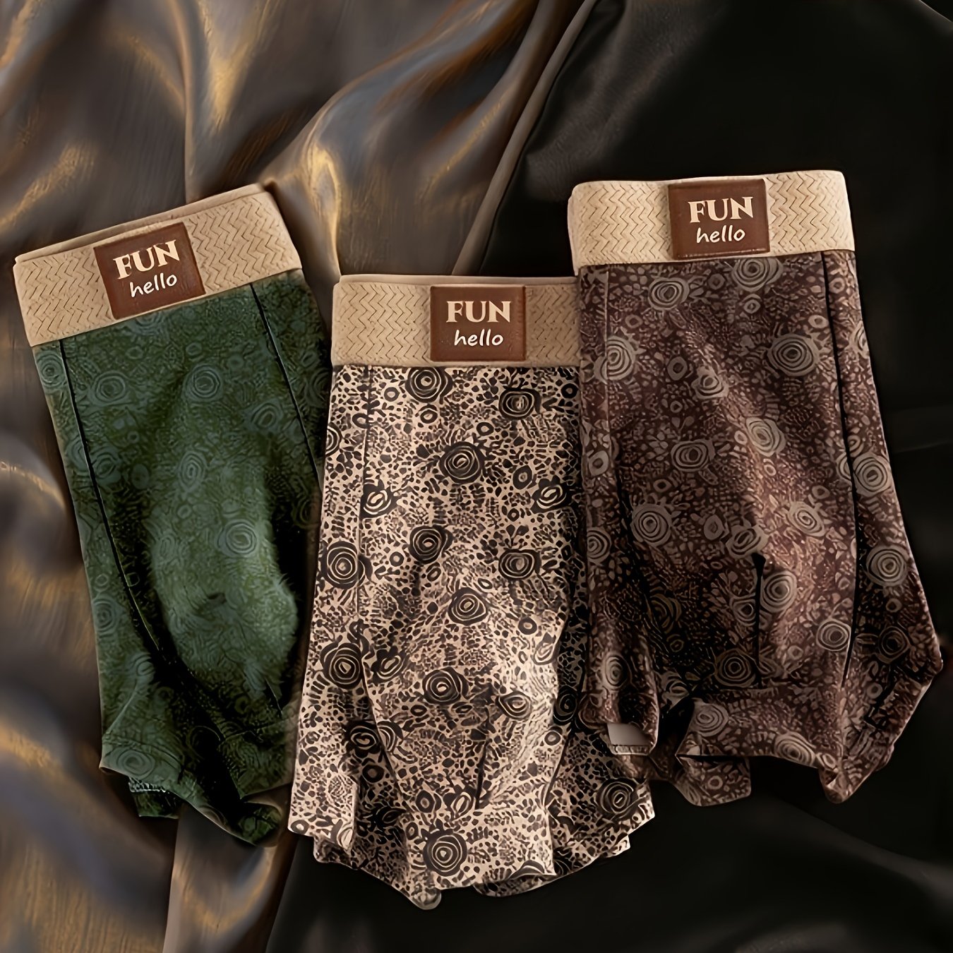 TEMU Lot de 3 boxers-culottes pour homme - Boxers respirants avec couverture non transparente, imprimé et tissu mi-extensible adaptés pour tenue