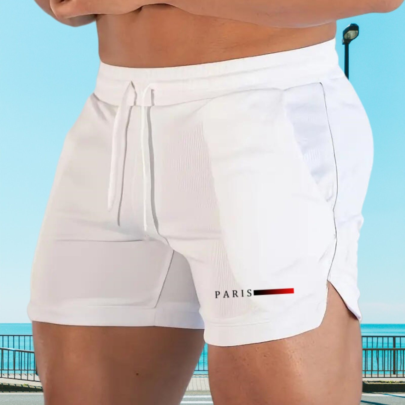 TEMU Men's Outdoor Sports Stretch Three-quarter Shorts, Featuring Fine Mesh For Air , Quick-dry Fabric For Rapid Sweat Evaporation, Comfortable And