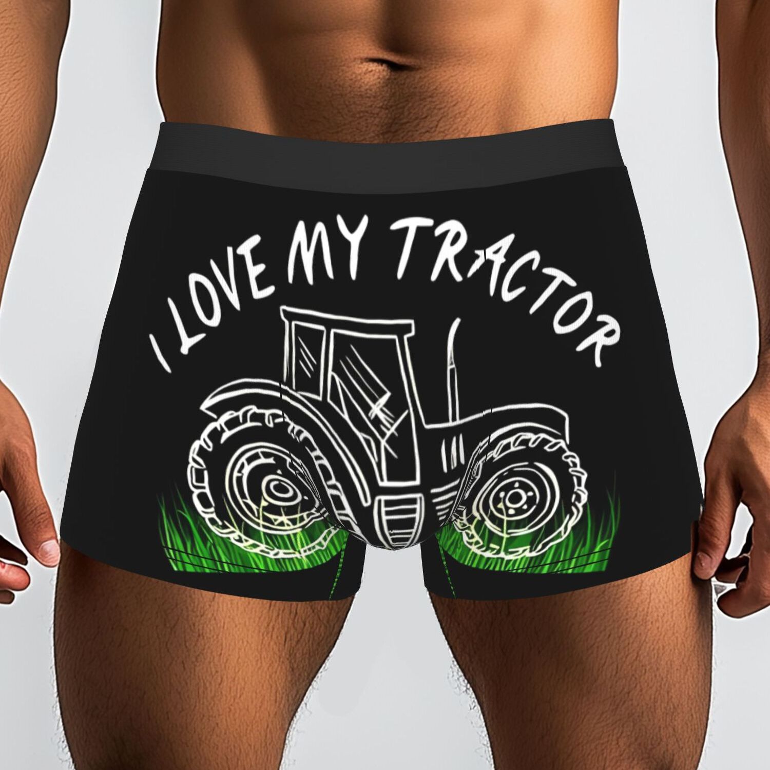 TEMU 1pc Men's Tractor-themed Underwear - I Love My Tractor Boxer Briefs With Tractor Print, Comfortable Shorts Suitable , Tractor Lovers, Novelty