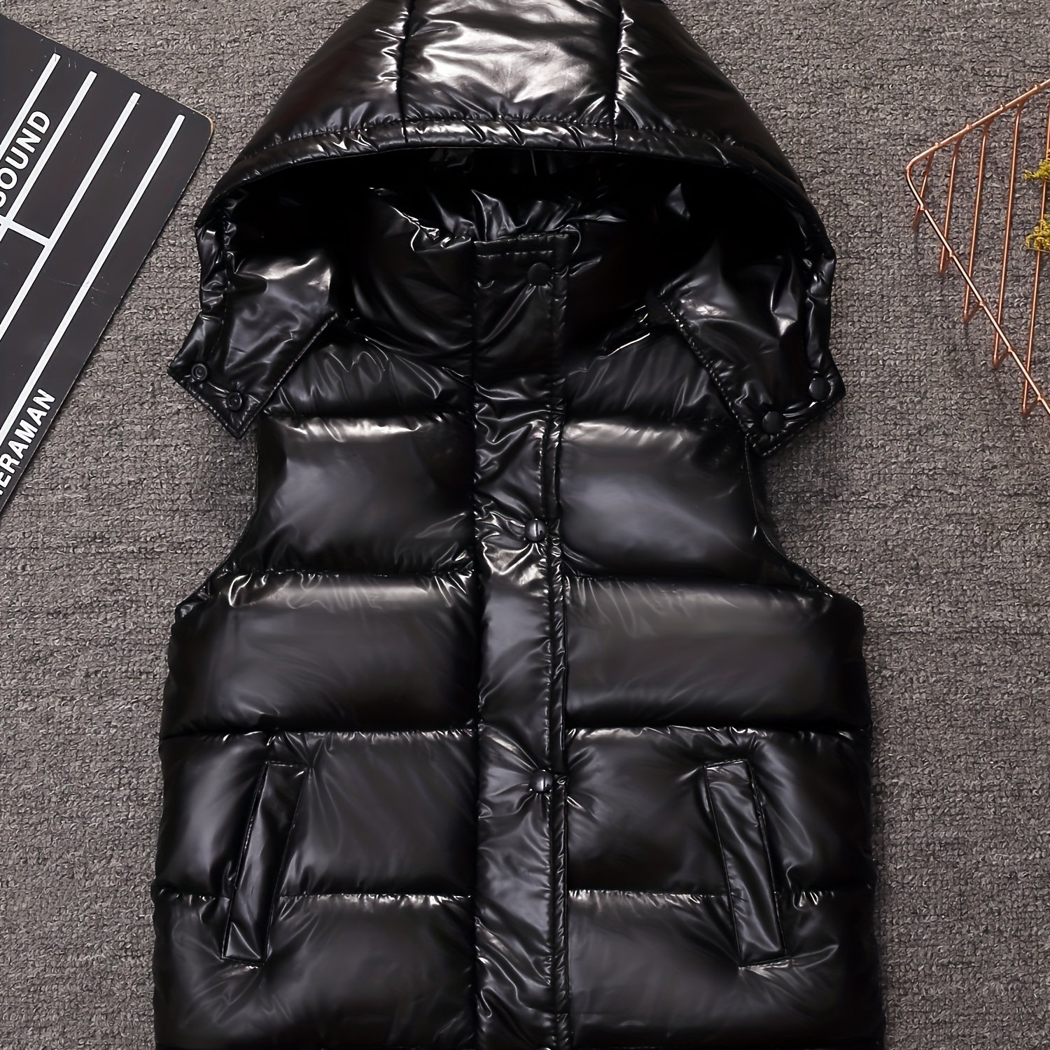Image of Autumn Winter New Vest Boys' Outerwear Vest Thickened Vest Mid-large Hooded Camisole