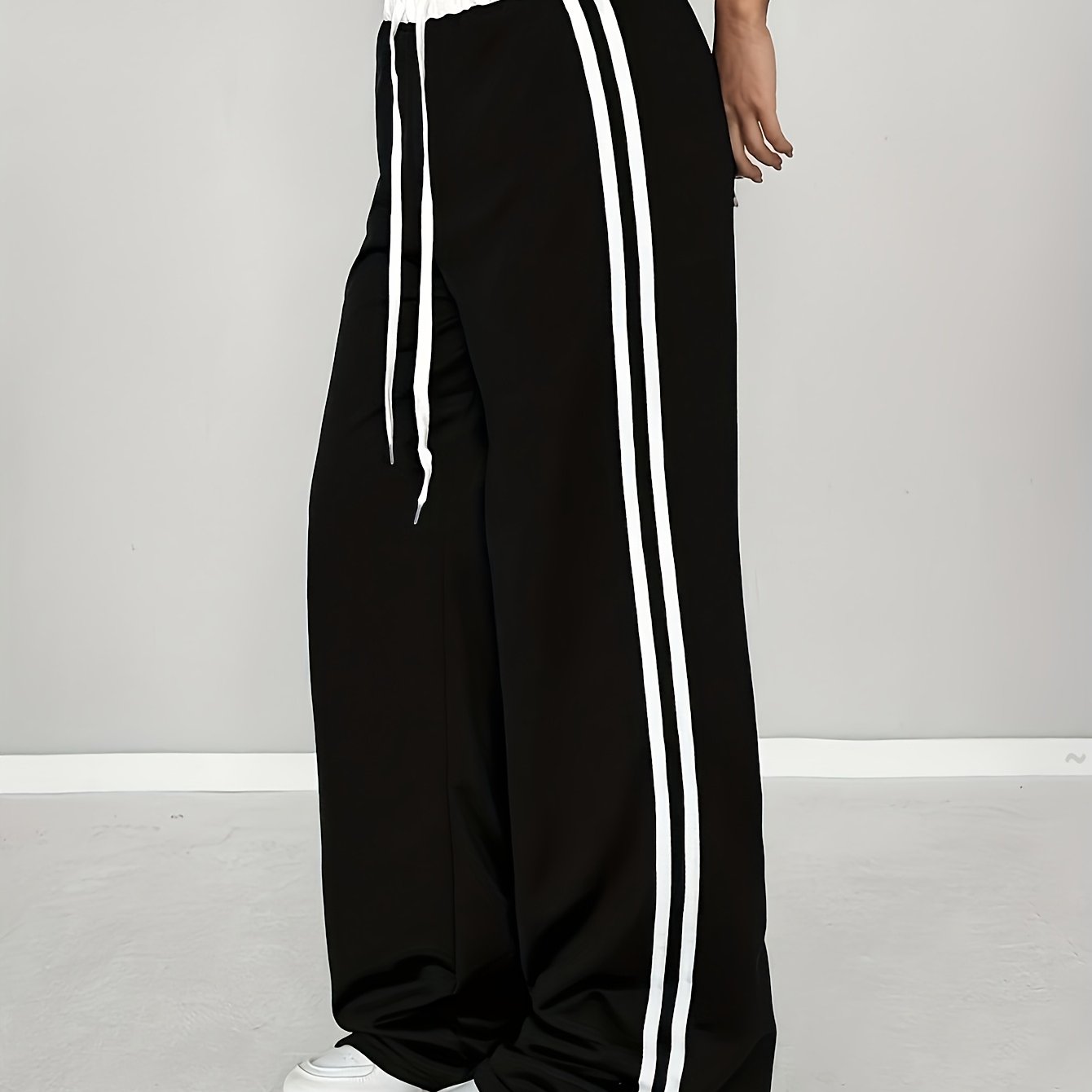 E-shop Frühling/Sommer Einfarbige Gürtel Patchwork Lässige Sportliche Street Retro Style Lockere Sport Hose