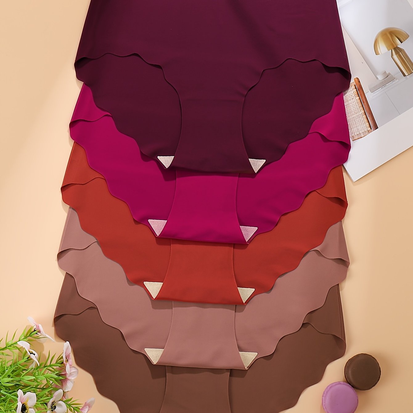 E-shop 5er-Pack - Dunkle Bequeme Nahtlose Glatte Damen Slips, Atmungsaktive Schnelltrocknende Sportliche Fitness Dreieckslips für Damen