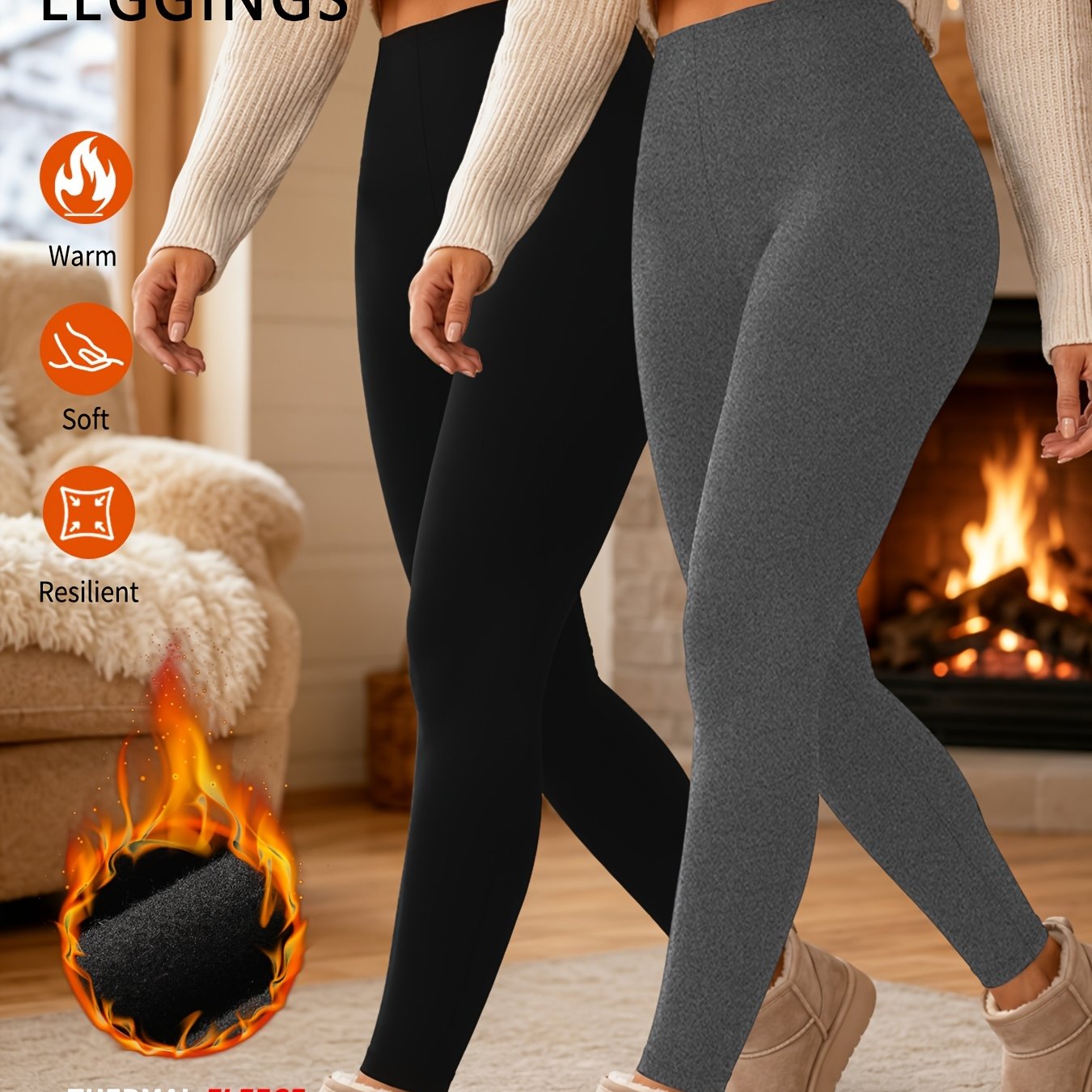 TEMU Confezione leggings da donna a vita in pile termico super , ideali per un e abbigliamento casual invernale