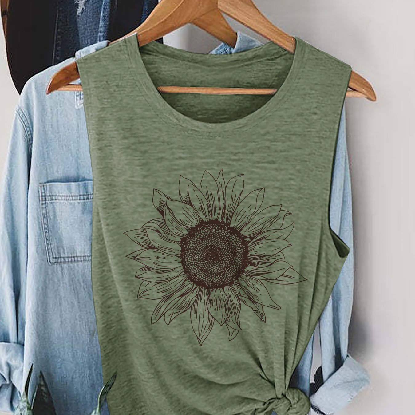 TEMU Graphic Print Tank Top, Sleeveless Casual Top For Summer & Spring, Women's Clothing