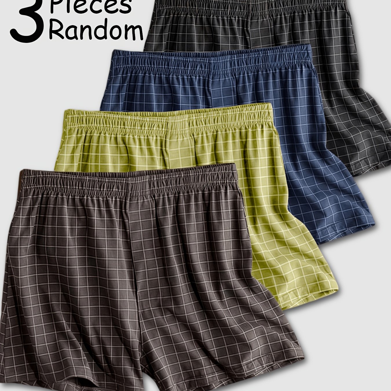TEMU [BROVANIC] 3 pezzi Boxer da a quadri casuali, articolo estivo e di tendenza, e morbidi, facili e atmosferici, boxer casual o da uscita per