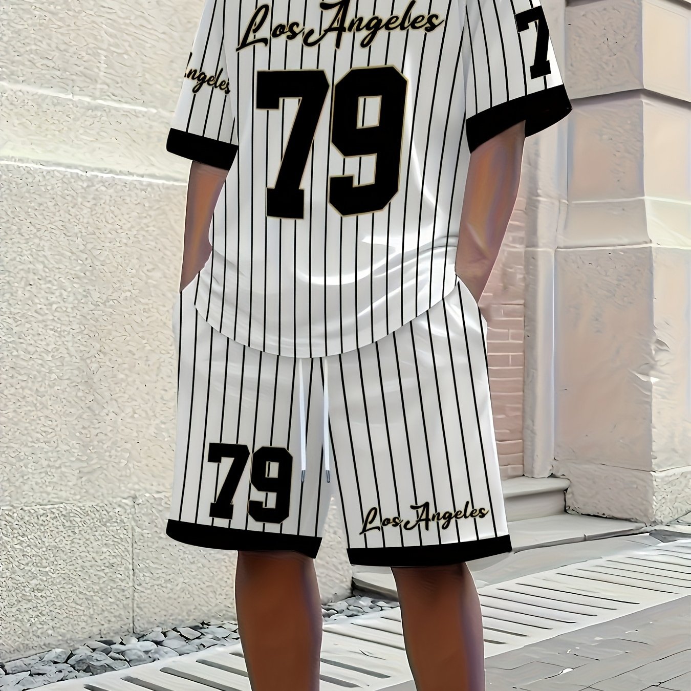 TEMU Men's Casual Short Sleeve And Shorts 2pcss Set | Picks 2pcss Summer Men' Style T-shirt And Shorts Hip-hop Casual Outfits, Fabric, Moisture